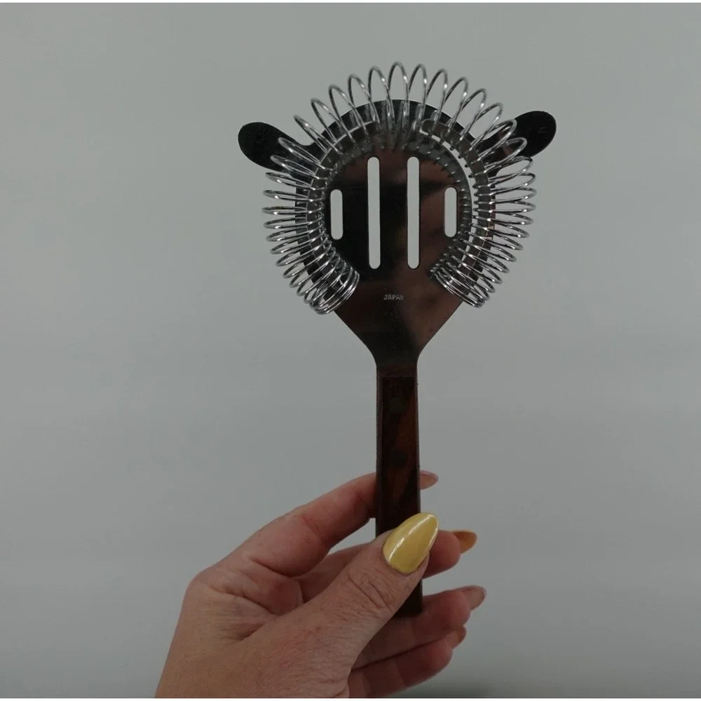 Vintage Hawthorne Cocktail Strainer Stainless Steel Wood Handle‎ Japan Barware